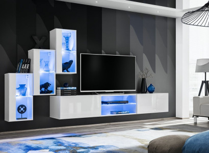 Luxury wall unit new living room set 210 cm furnishings wall shelves modern
